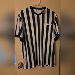 Black and White Striped Referee Men's Shirt New W Tags